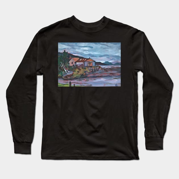 vancouver island beach boat Long Sleeve T-Shirt by StephaniePerryArt